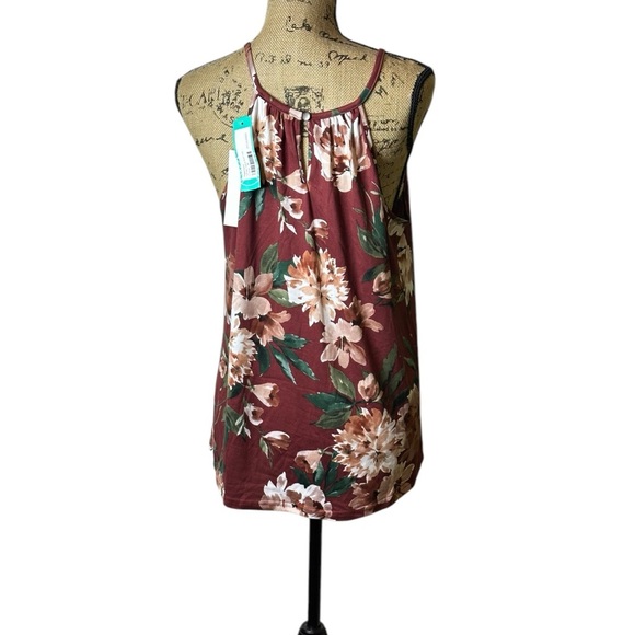 Papermoon Red Tank Top Halter Floral Pattern - Picture 4 of 10